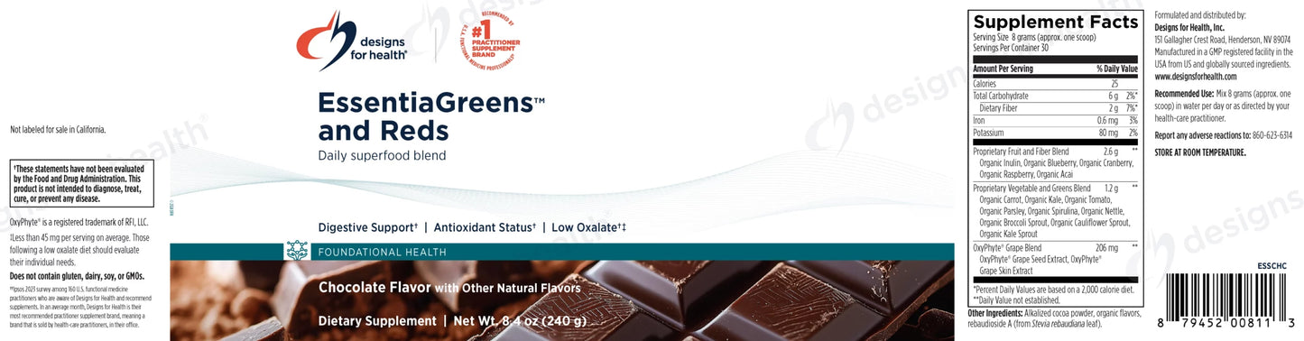 EssentiaGreens and Reds (Chocolate) by Designs for Health