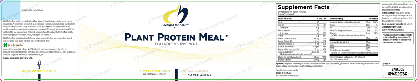 Plant Protein Meal (Vanilla) by Designs for Health