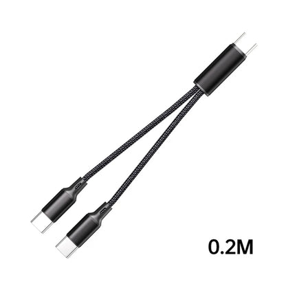 Portable USB C Male to 2 USB C Male Y Splitter Cable USB C Extension Splitter