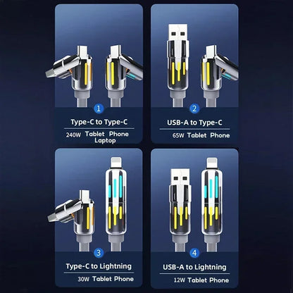 Eary USB C Cable 4-in-1 USB-C (6ft) 240W USB-C Charger Data USB-C Fast Charging for iPhone 15 MacBook  iPad  iPhone  Samsung