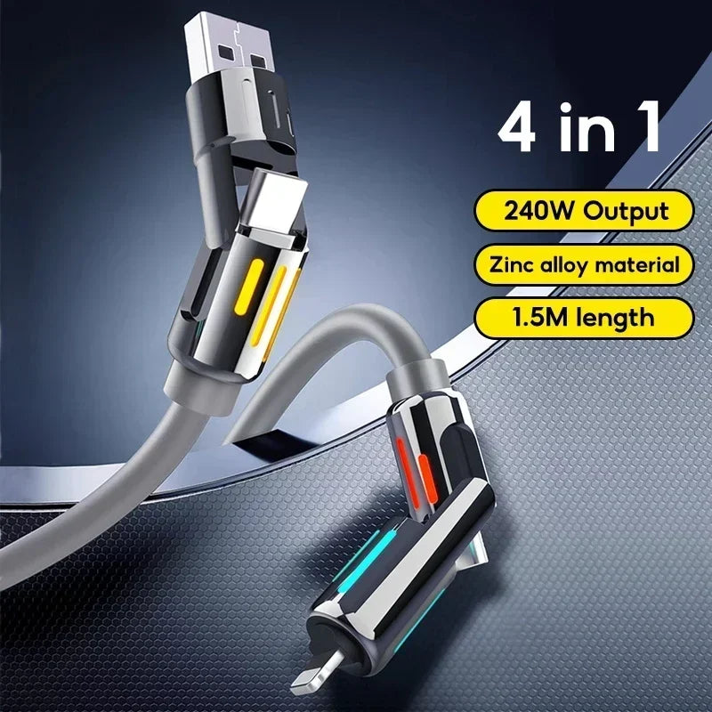 Eary USB C Cable 4-in-1 USB-C (6ft) 240W USB-C Charger Data USB-C Fast Charging for iPhone 15 MacBook  iPad  iPhone  Samsung