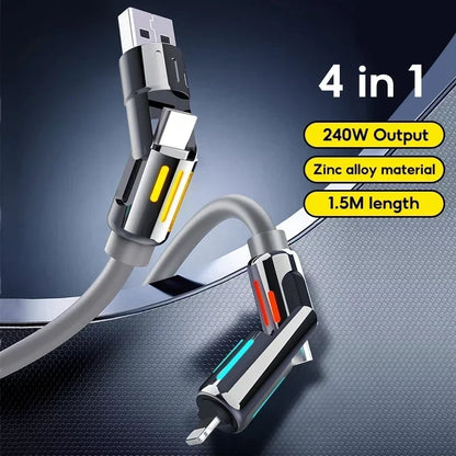 Eary USB C Cable 4-in-1 USB-C (6ft) 240W USB-C Charger Data USB-C Fast Charging for iPhone 15 MacBook  iPad  iPhone  Samsung