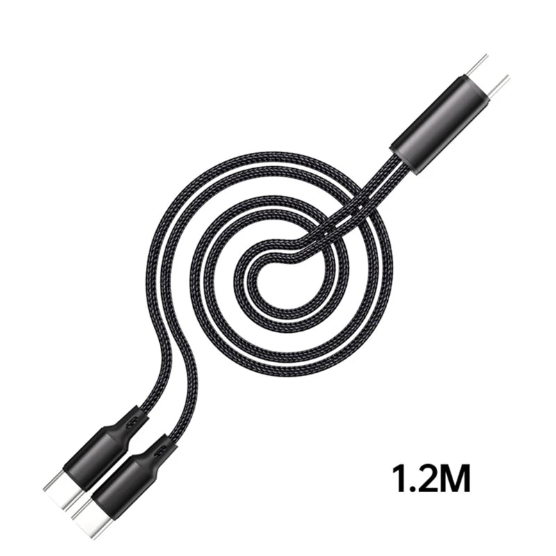 Portable USB C Male to 2 USB C Male Y Splitter Cable USB C Extension Splitter