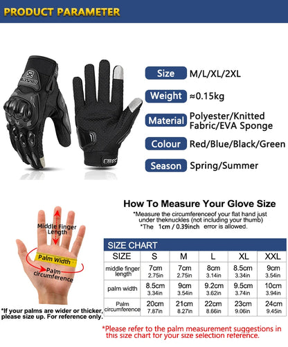 Summer Breathable Full Finger Motorcycle Gloves Non-slip Wear-resistant Motocross Racing Gloves Touch Screen Moto Biker Gloves