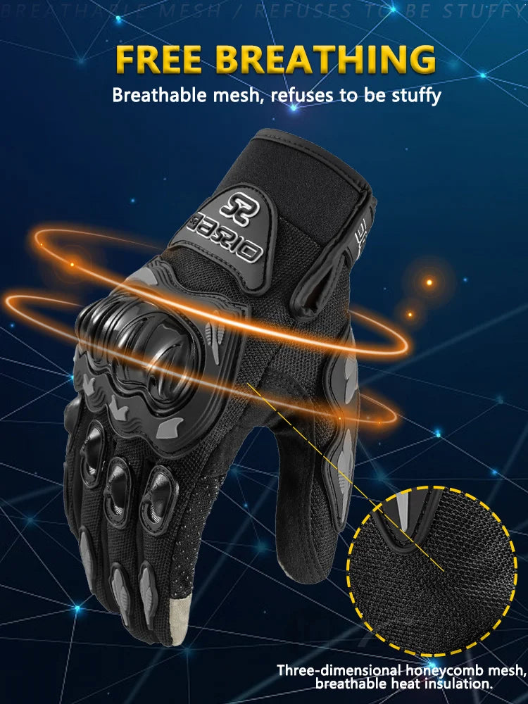 Summer Breathable Full Finger Motorcycle Gloves Non-slip Wear-resistant Motocross Racing Gloves Touch Screen Moto Biker Gloves