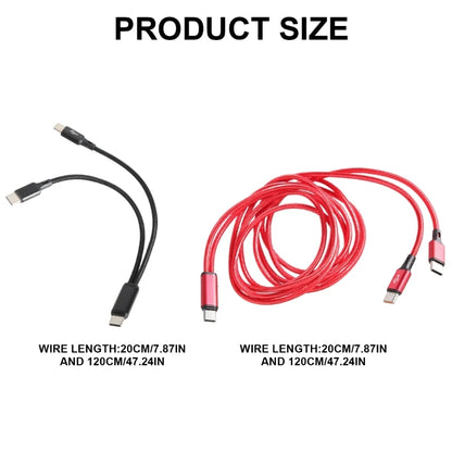 Portable USB C Male to 2 USB C Male Y Splitter Cable USB C Extension Splitter