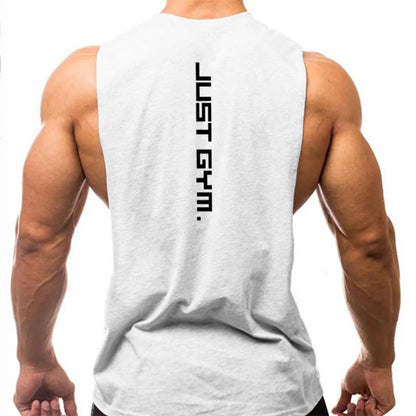 Gym Clothing Men Sides Cut Off T-shirts Dropped Armholes Tank Tops Workout Fitness Sleeveless Vest Outdoor Jogging Undershirt
