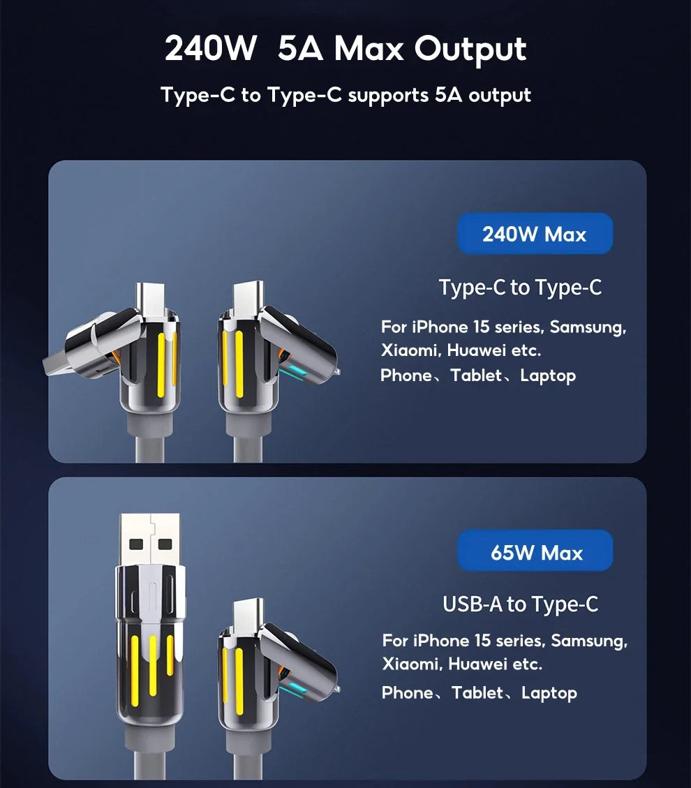 Eary USB C Cable 4-in-1 USB-C (6ft) 240W USB-C Charger Data USB-C Fast Charging for iPhone 15 MacBook  iPad  iPhone  Samsung