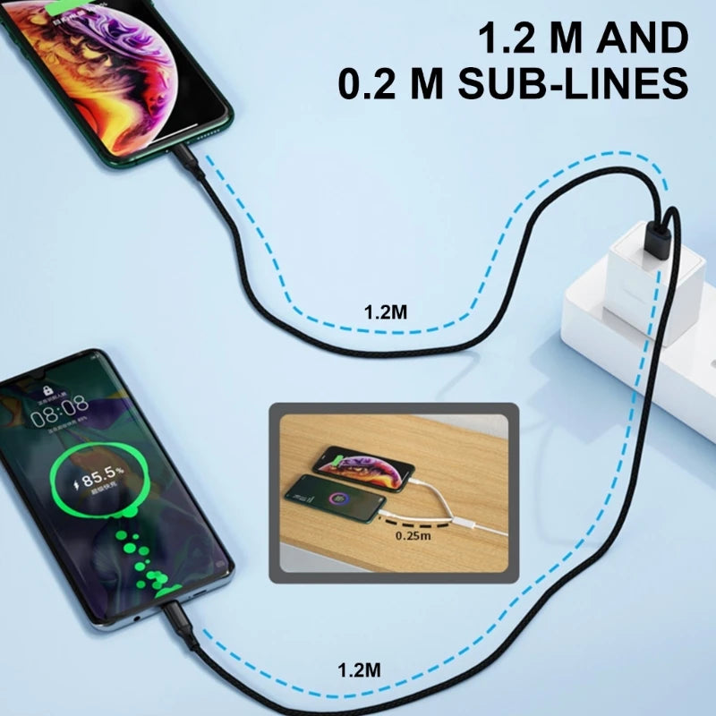 Portable USB C Male to 2 USB C Male Y Splitter Cable USB C Extension Splitter