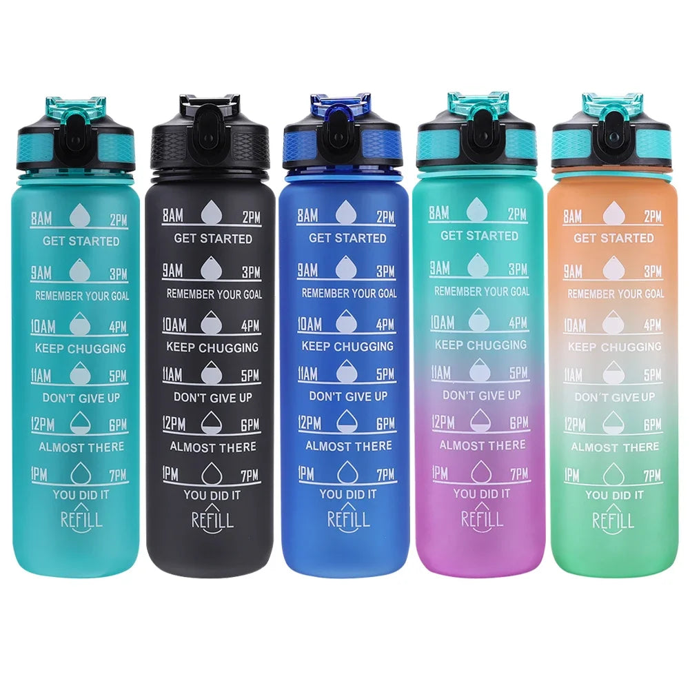 1 Liter Water Bottle Motivational Sport Water Bottle Leakproof Bottles Drinking Outdoor Travel Gym Fitness Jugs for Kitchen Cups