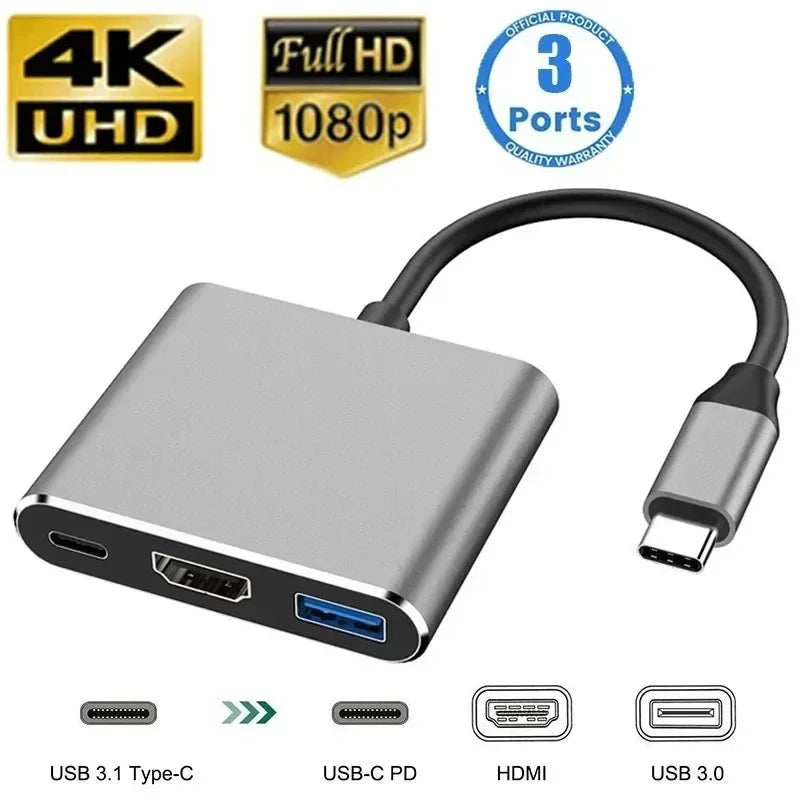 USB C Hub USB Hub 3.0, Aluminum 7 in 1 USB Extender, USB Splitter with 1 X USB 3.0, 4 X USB 2.0 and 2 X USB C Ports