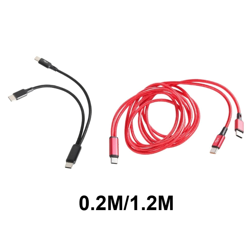 Portable USB C Male to 2 USB C Male Y Splitter Cable USB C Extension Splitter